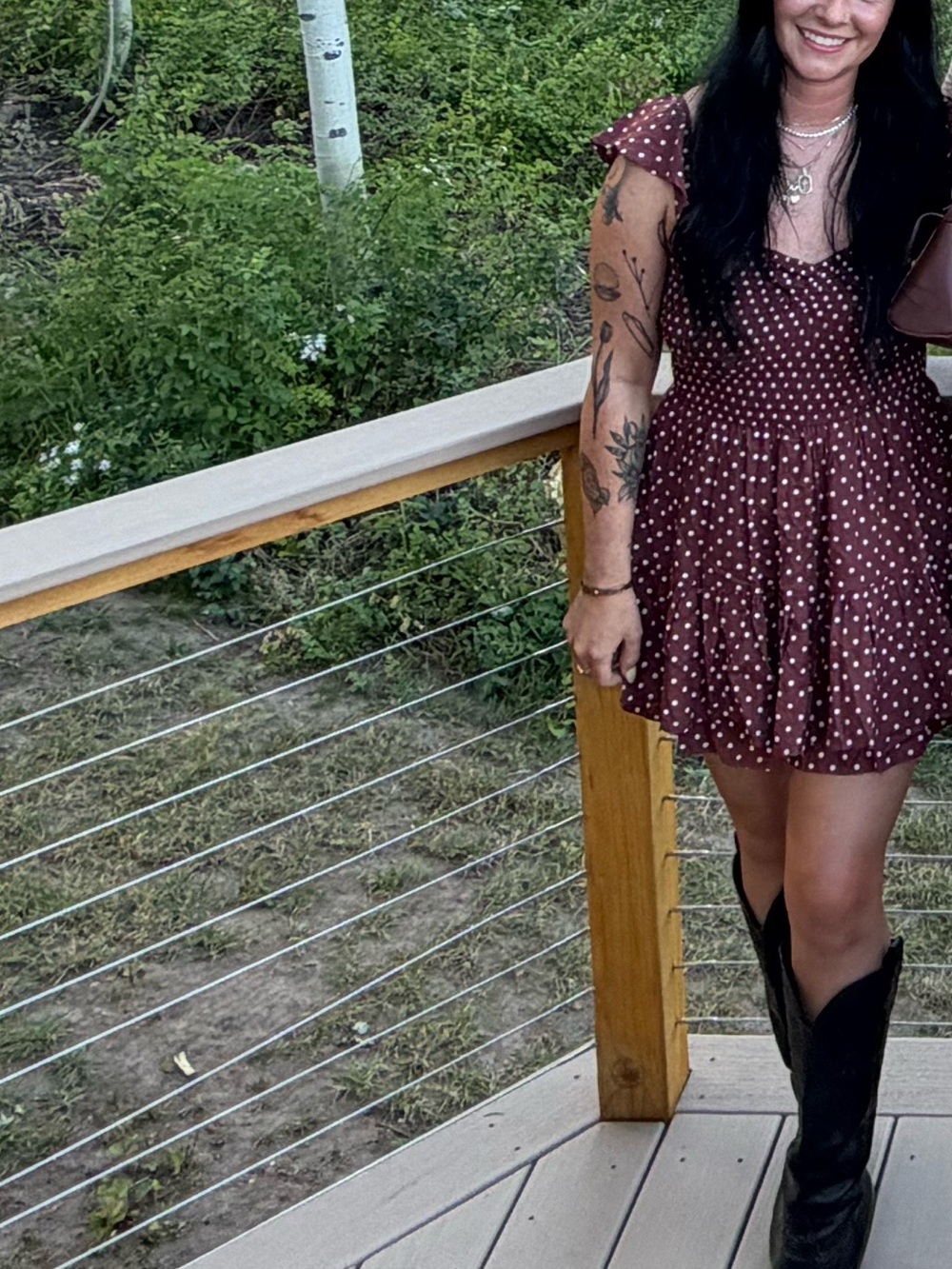 Polka Dot Brown Scoop-Neck Women's Romper
